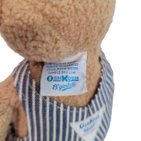 Vintage Oshkosh B'Gosh brown teddy bear W/ overalls stuffed animal plus to 11" - Picture 3 of 6